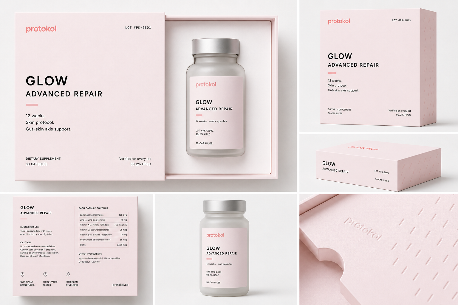 Protokol Glow · Advanced Repair packaging system